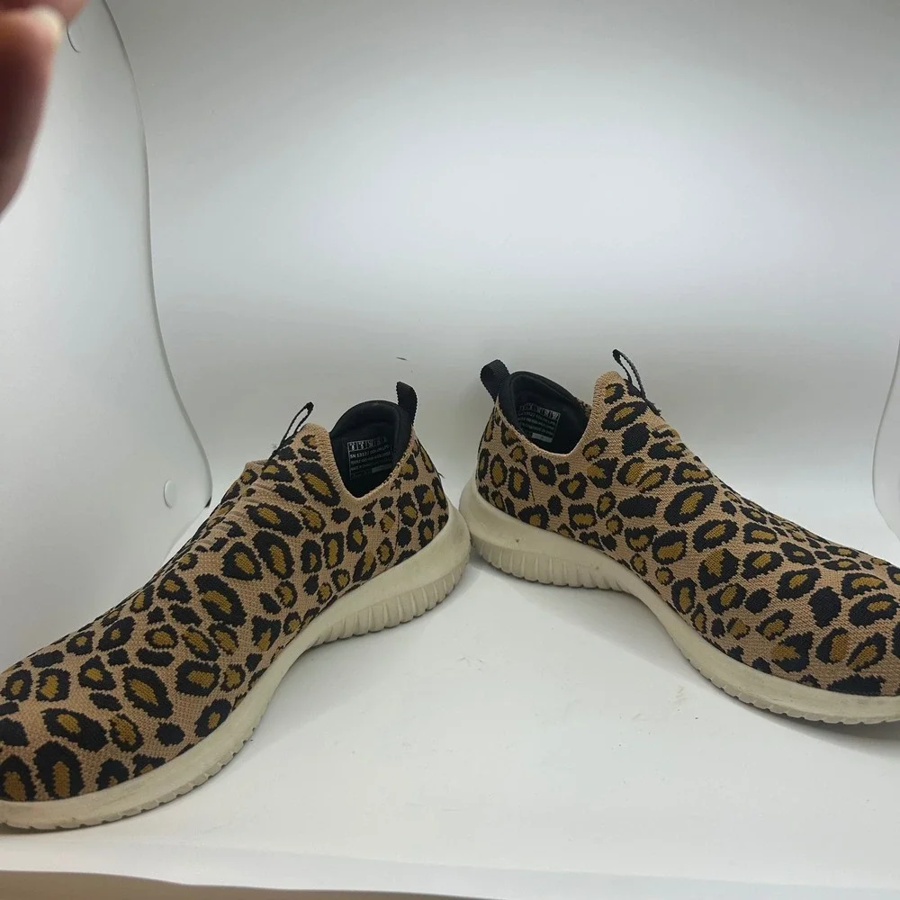 Skechers Ultra Flex Wildly Leopard Print Slip On Sneakers Tan Black 8